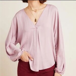 Anthropologie Dolan rose color solid v-neck blouse